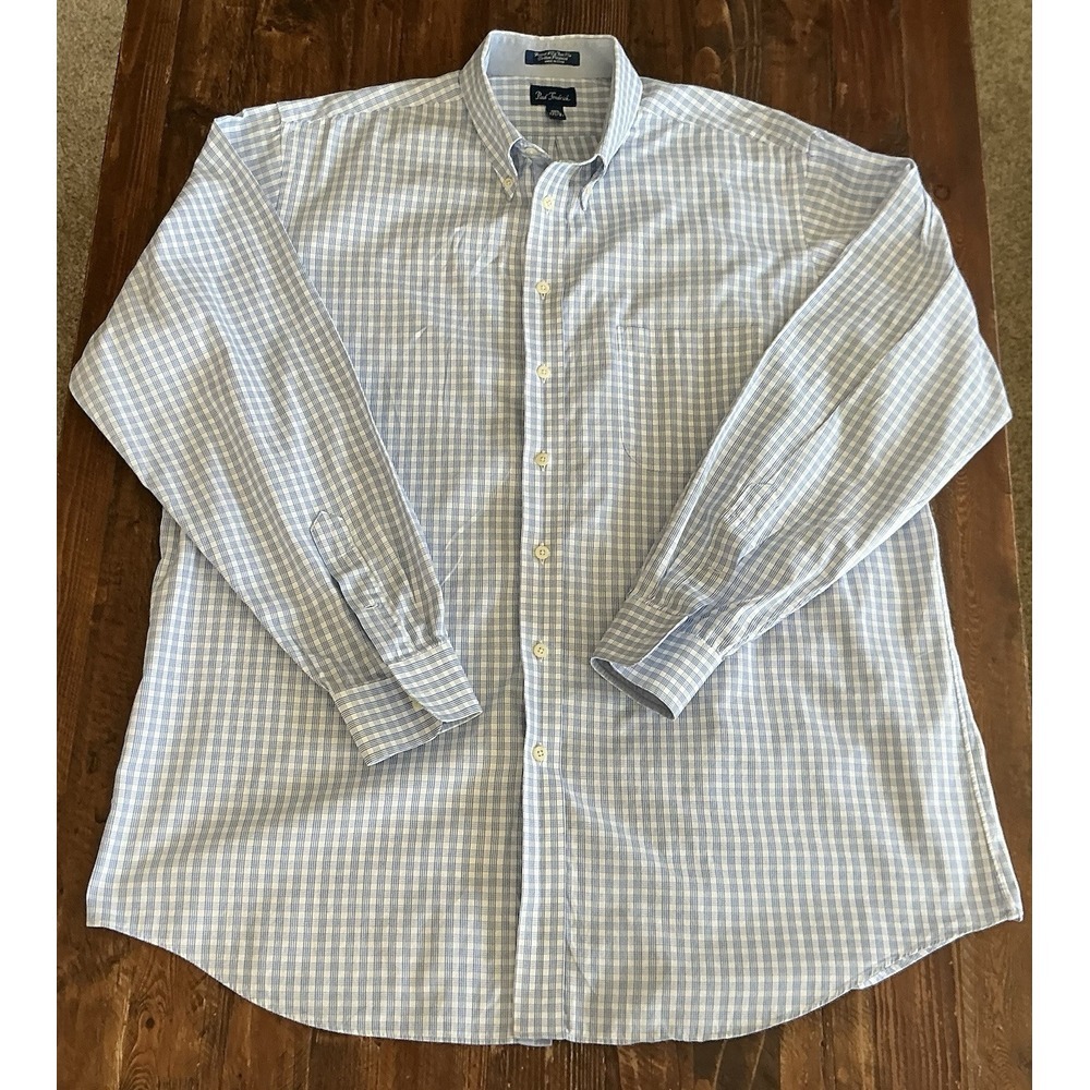 Paul Frederick Dress Shirt Two Ply Cotton Men's Size 17.5-37 Blue & White